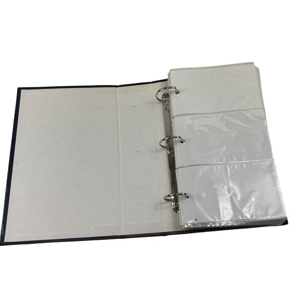 Vintage Blue & Red 3-Ring Binder With 98 Clear Plastic Pages For Photo Display O - Picture 5 of 6